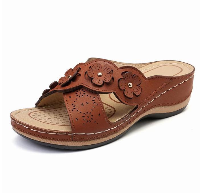 Marina W1C Leather Women’s Toe Post Wedge Sandals | Comfort Sandals Comfort Sandals Comfort Sandals